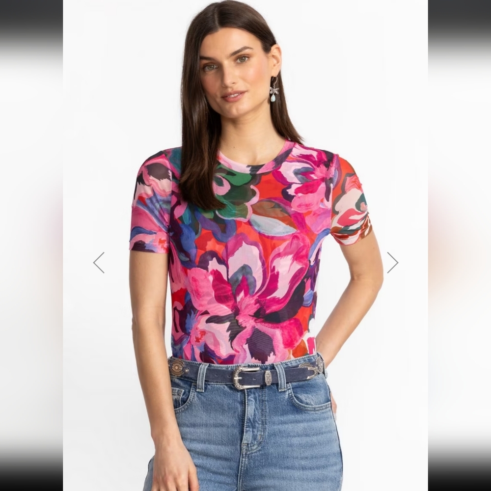 NWT Johnny Was Multicolor Floral Short Sleeve Blouse SOLD OUT ONLINE